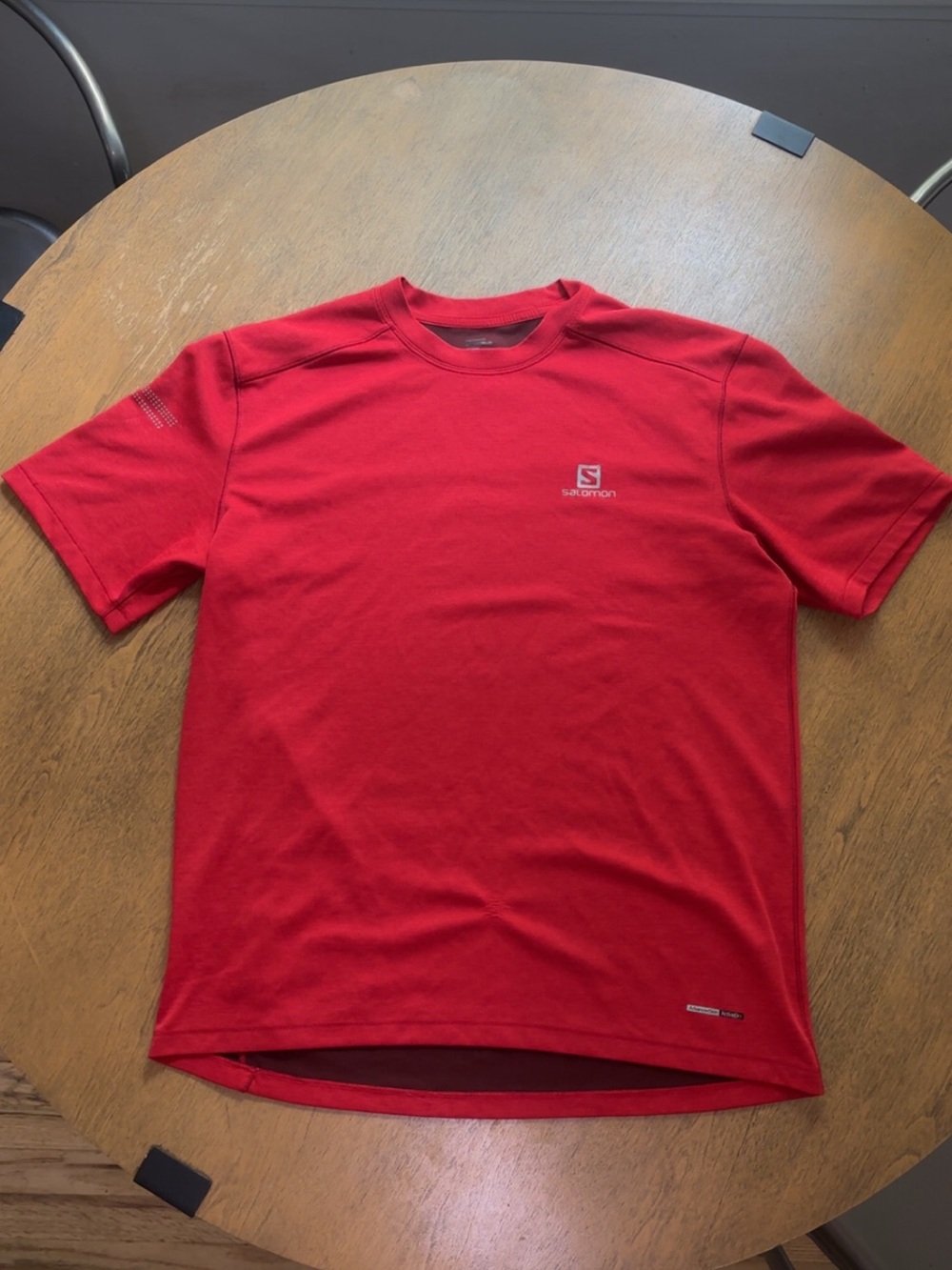 Salomon Red Men's Short Sleeve Crewneck Performance Tee